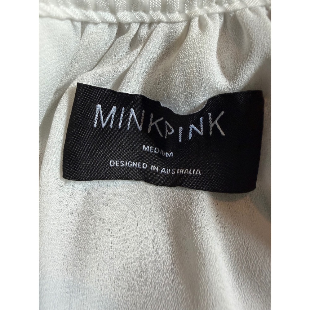 Minkpink White Textured Peasant Dress Medium Cottagecore Prairie Romanti - Picture 8 of 10